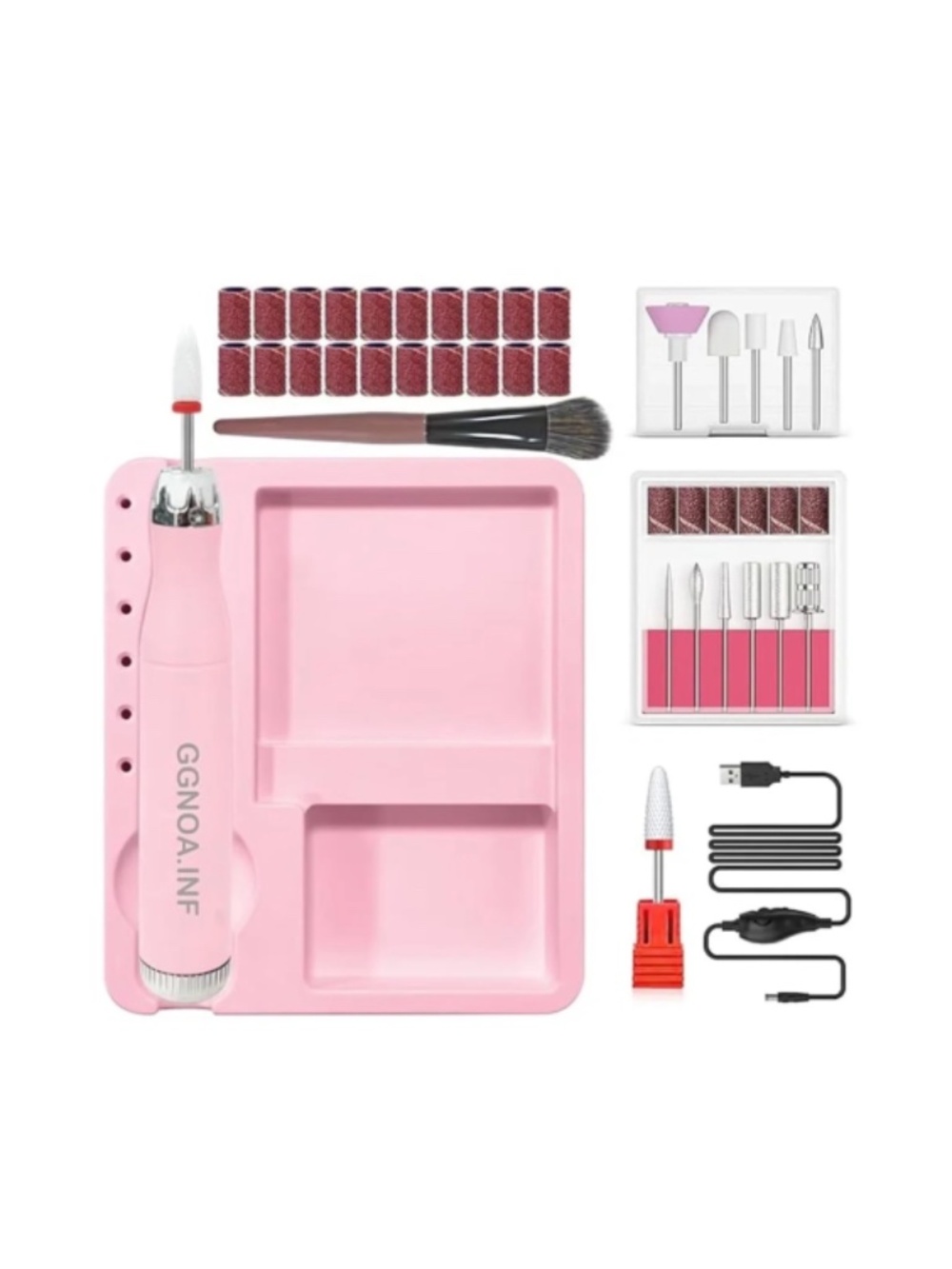 Pink Nail Drill With Stand And Nail Drill Bits
